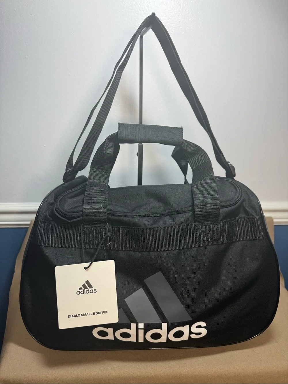 adidas Black Small Duffel Bag with White Logo